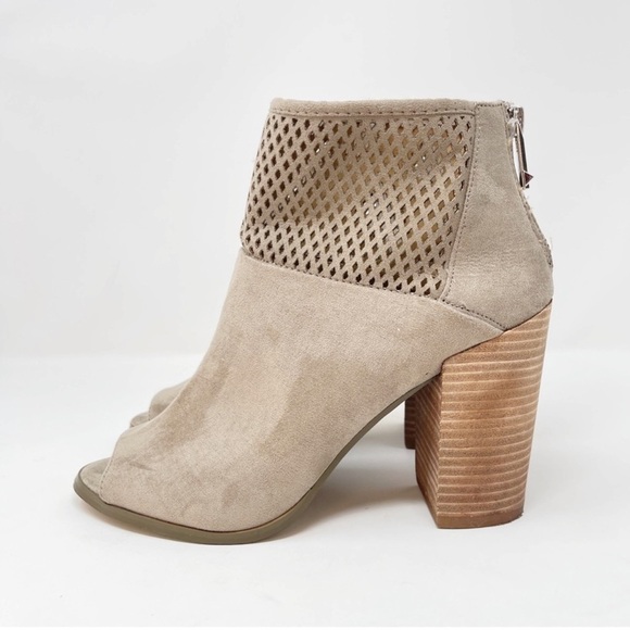 Report Barnack Grey Stacked Heeled Open Toe Cut Out Ankle‎ Boot - Picture 2 of 9